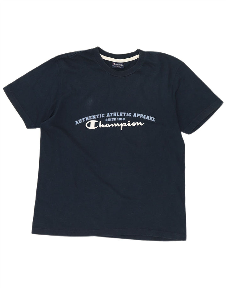 T-shirt grafica da uomo CHAMPION Top piccola in cotone blu navy