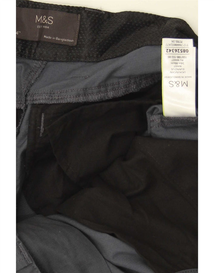 Pantaloncini cargo da uomo Marks & Spencer W34 grandi in cotone grigio