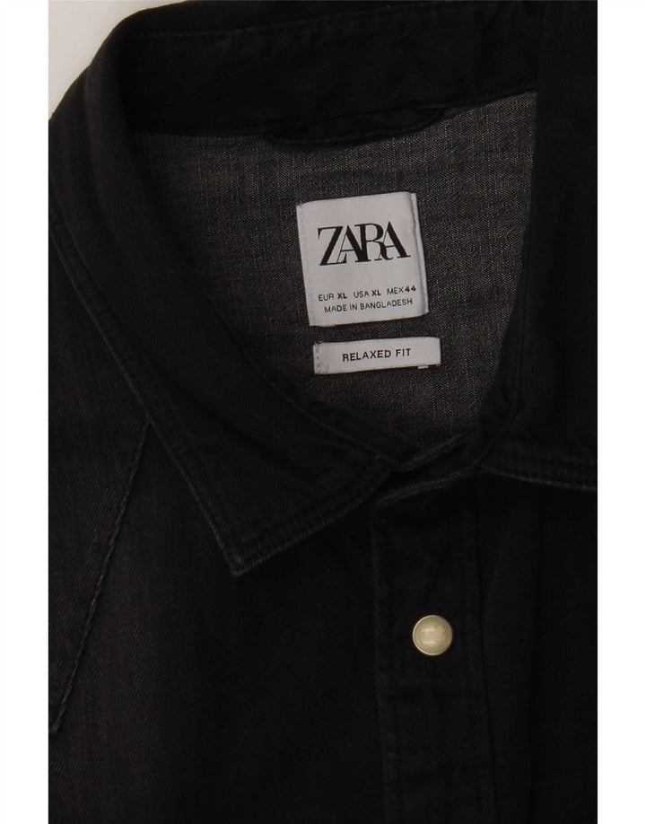 Camicia di jeans Zara da uomo XL nera