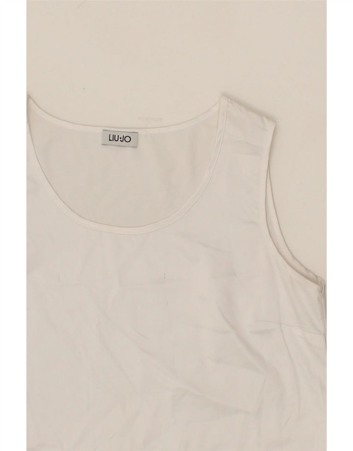 LIU JO Womens Sleeveless Blouse Top IT 42 Medium White Polyester Vintage Liu Jo and Second-Hand Liu Jo from Messina Hembry 