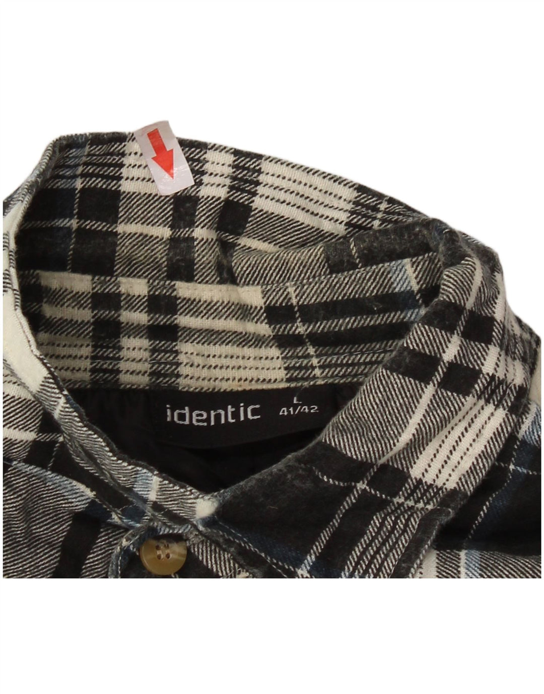 Camicia da uomo identica in flanella da boscaiolo taglia 41/42 grande cotone a quadri neri