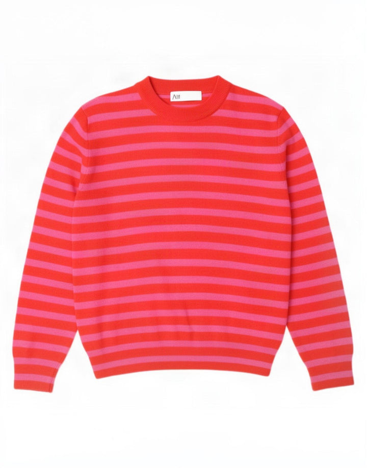 Maglione maglione girocollo da donna Zara UK 14 Poliammide a righe rosse medie