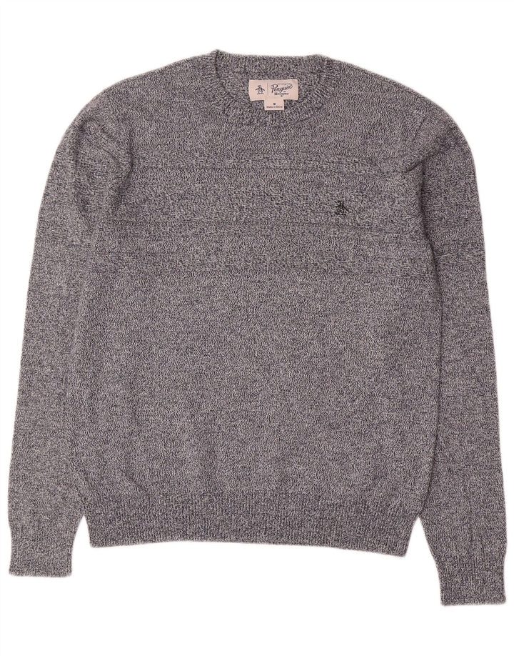 Maglione da uomo girocollo Penguin in cotone chiazzato grigio medio