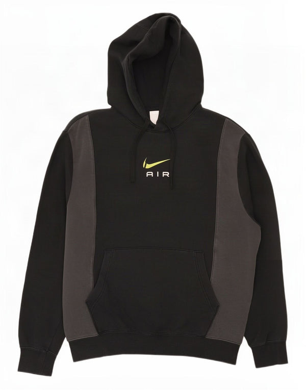 Felpa con cappuccio grafica Nike da uomo in cotone color block medio nero