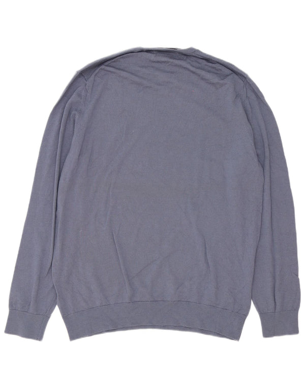 Maglione maglione girocollo da uomo autografo XL in lana merino blu