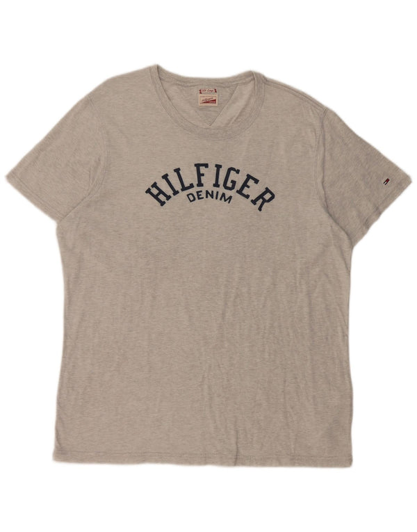 T-shirt grafica da uomo Tommy Hilfiger Top 2XL cotone grigio