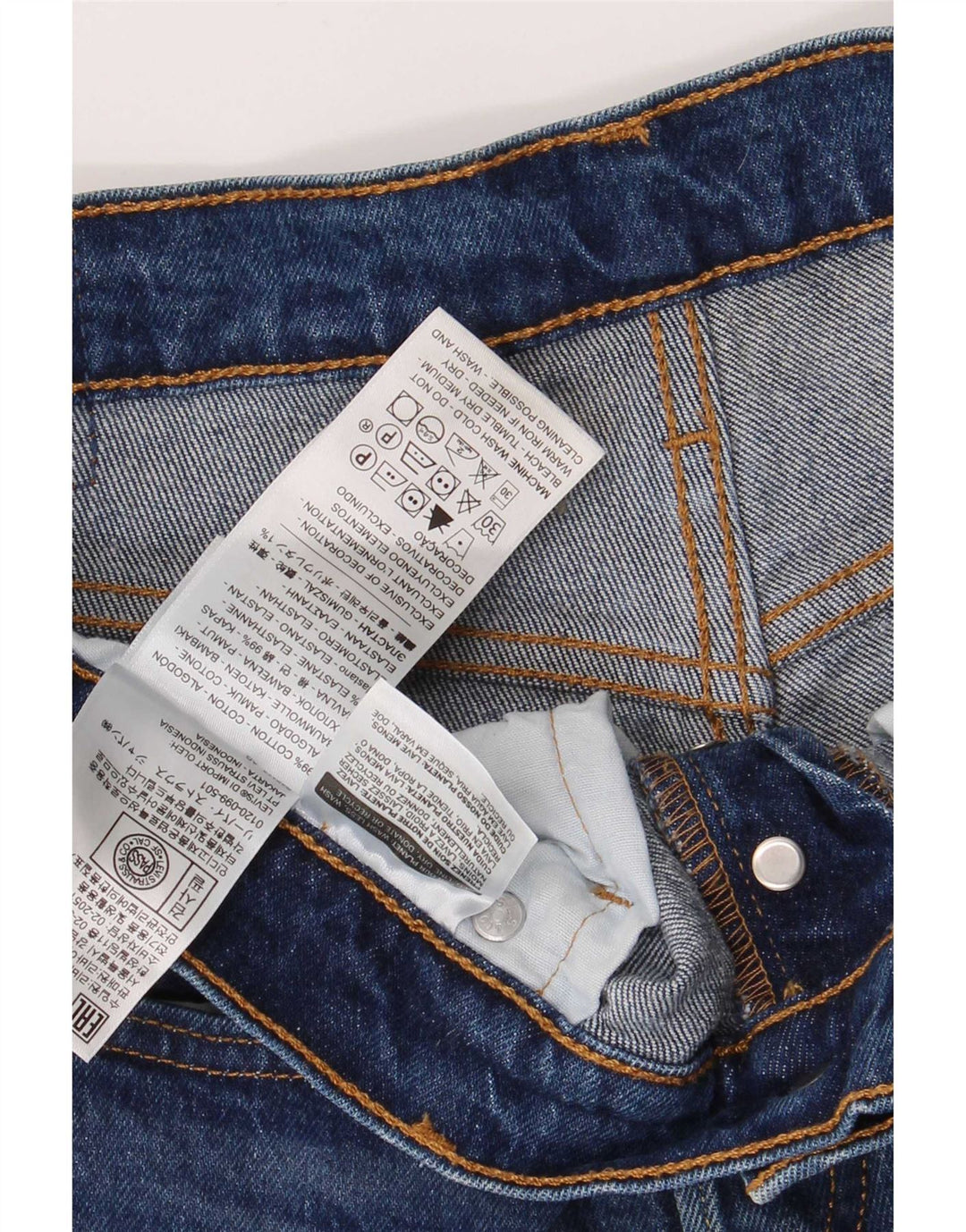 Pantaloncini di jeans Levi's 501 da donna W29 in cotone blu medio