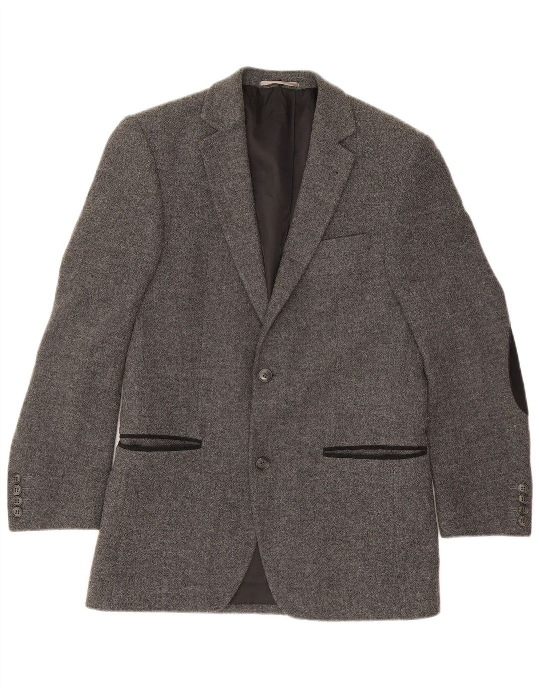 Giacca blazer vintage da uomo a 2 bottoni IT 46 piccola in lana grigia