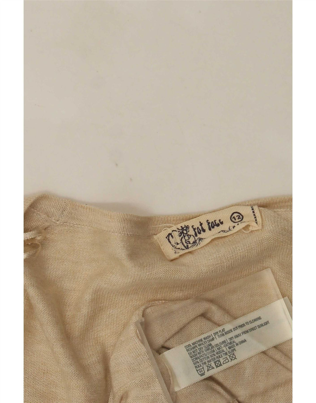 Top cardigan aperto asimmetrico da donna Fat Face UK 12 Beige medio screziato