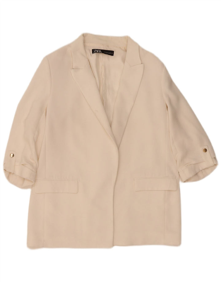 Giacca blazer aperta da donna con maniche a 3/4 Zara UK 18 XL bianca