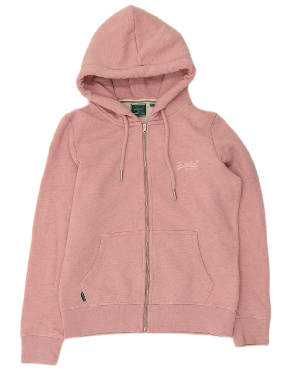 Maglione con cappuccio e zip da donna Superdry UK 12 cotone rosa medio