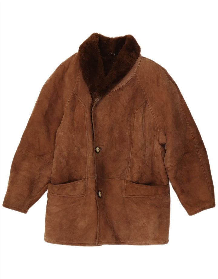 Giacca in shearling vintage da uomo IT 48 Shearling marrone medio