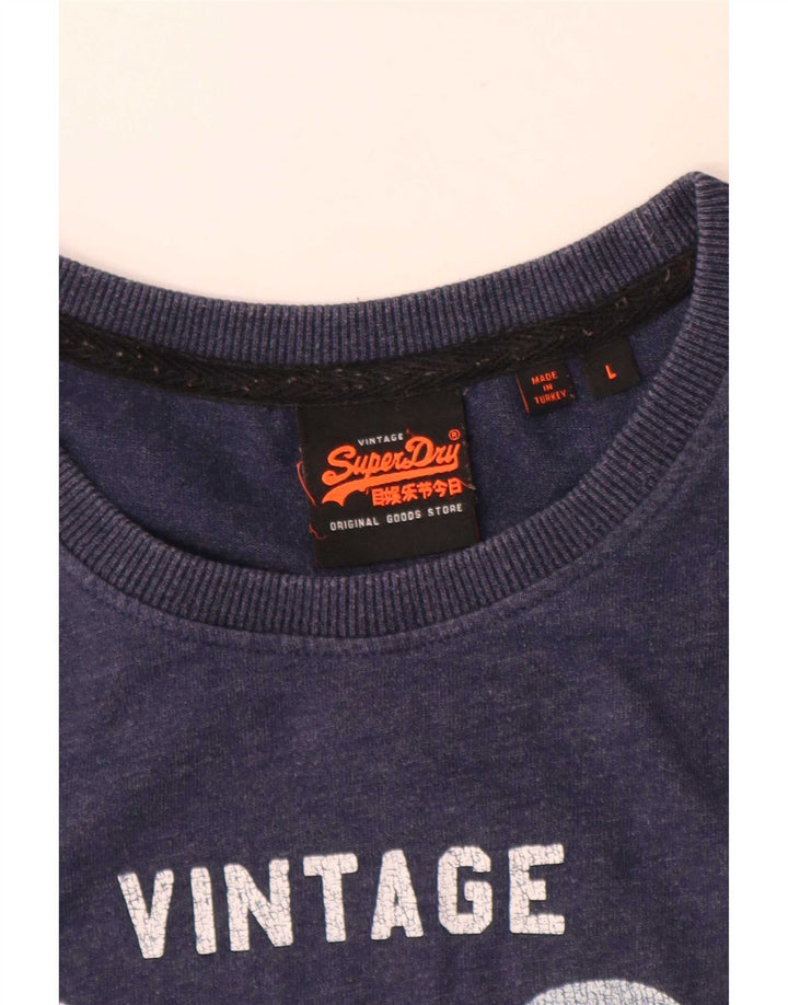 T-shirt grafica da uomo Superdry Top Large blu navy