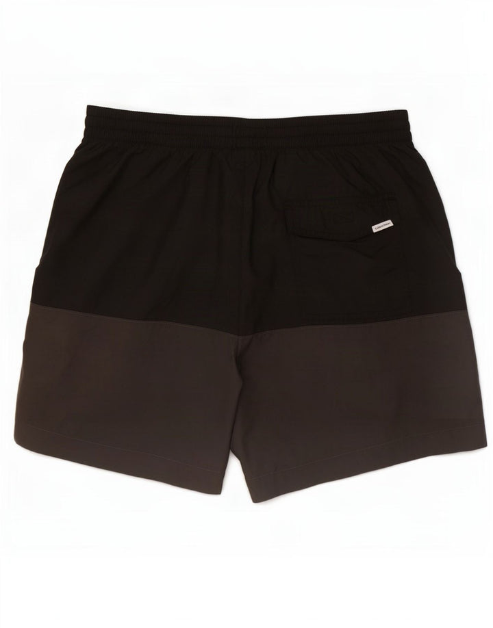Pantaloncini da bagno grafici da uomo Calvin Klein a blocchi di colore neri medi