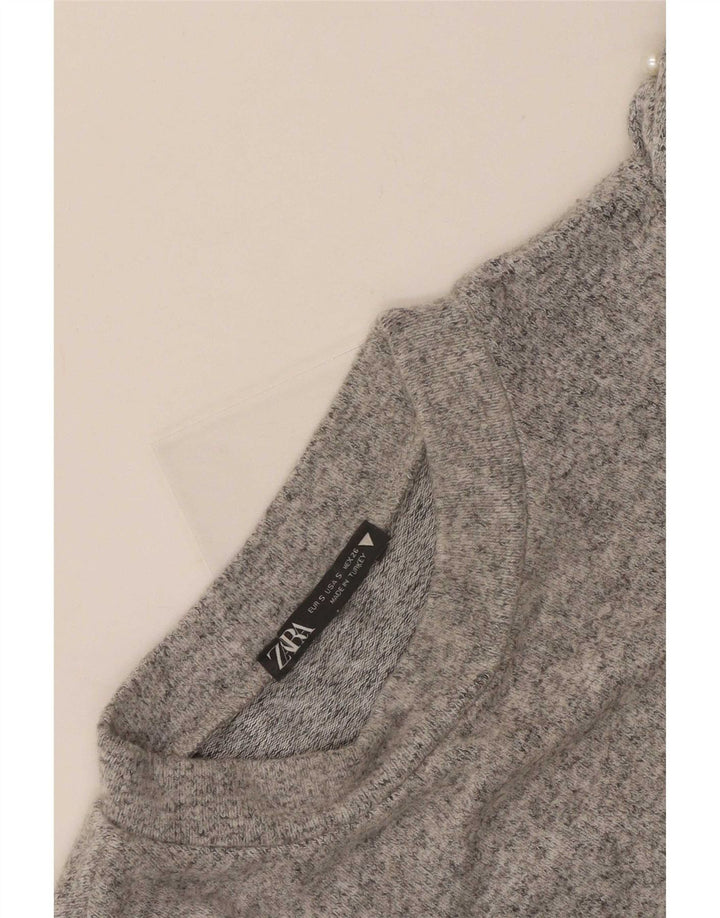 Top corto da donna Zara a maniche lunghe UK 8 piccolo grigio