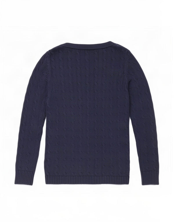 Ralph Lauren Womens Boat Neck Jumper Sweater UK 12 Medium Navy Blue Cotton