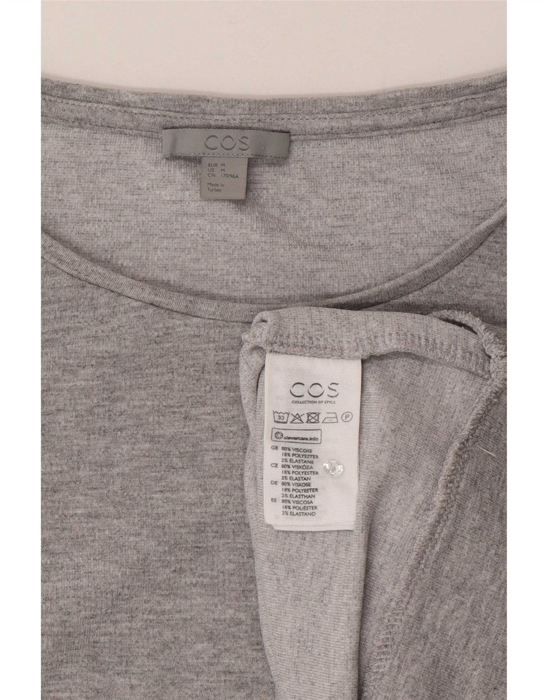Cos Top oversize da donna a maniche lunghe UK 14 Viscosa chiazzata grigio medio
