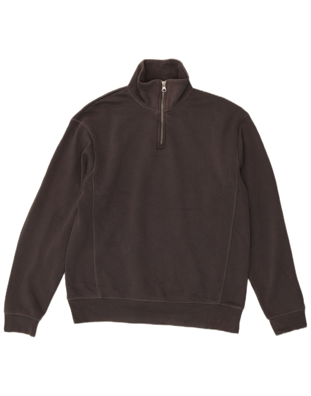Felpa Zara da uomo con collo con zip, maglione piccolo in poliestere grigio