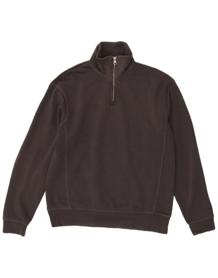 Felpa Zara da uomo con collo con zip, maglione piccolo in poliestere grigio