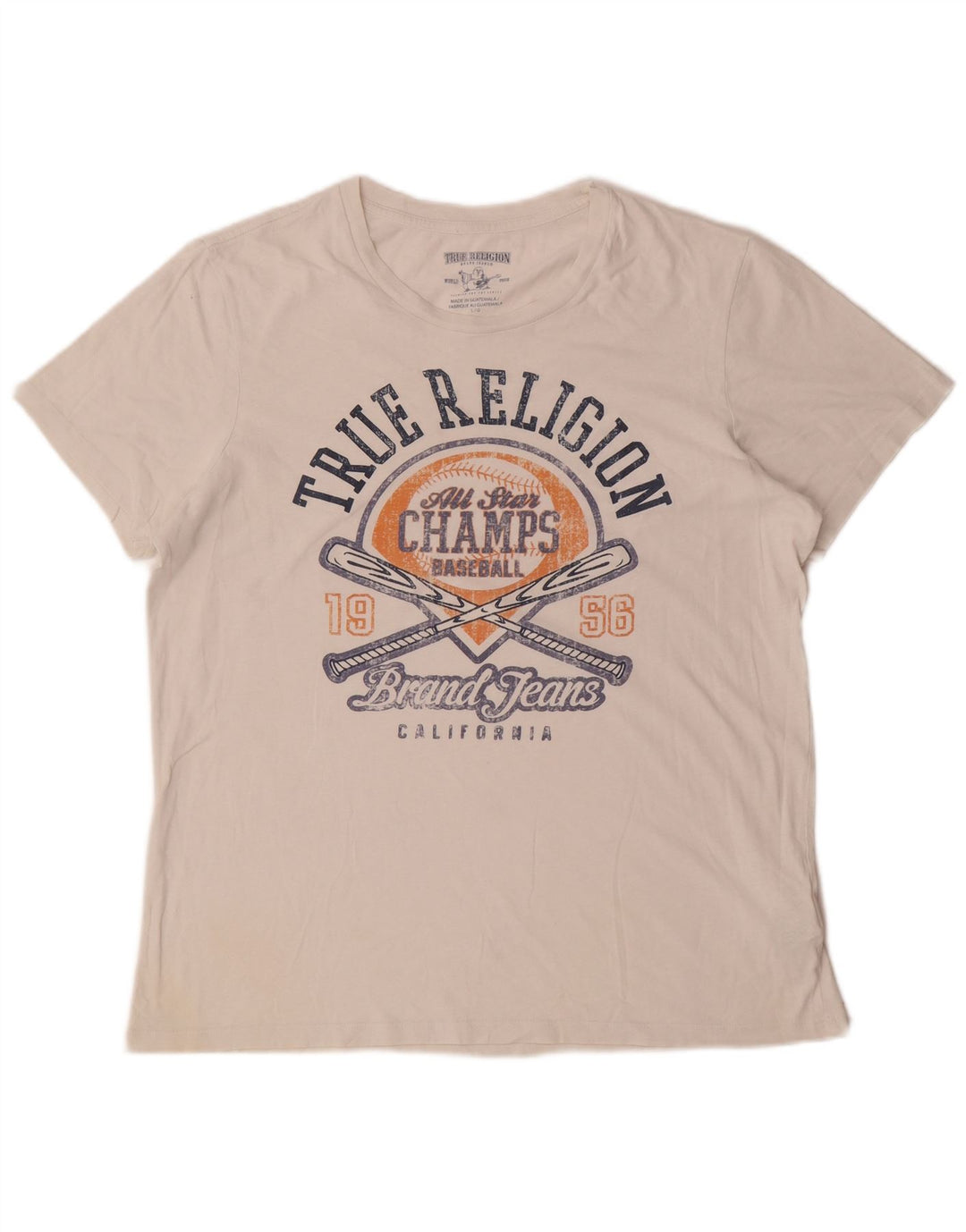 T-shirt grafica da uomo True Religion Top grande in cotone bianco