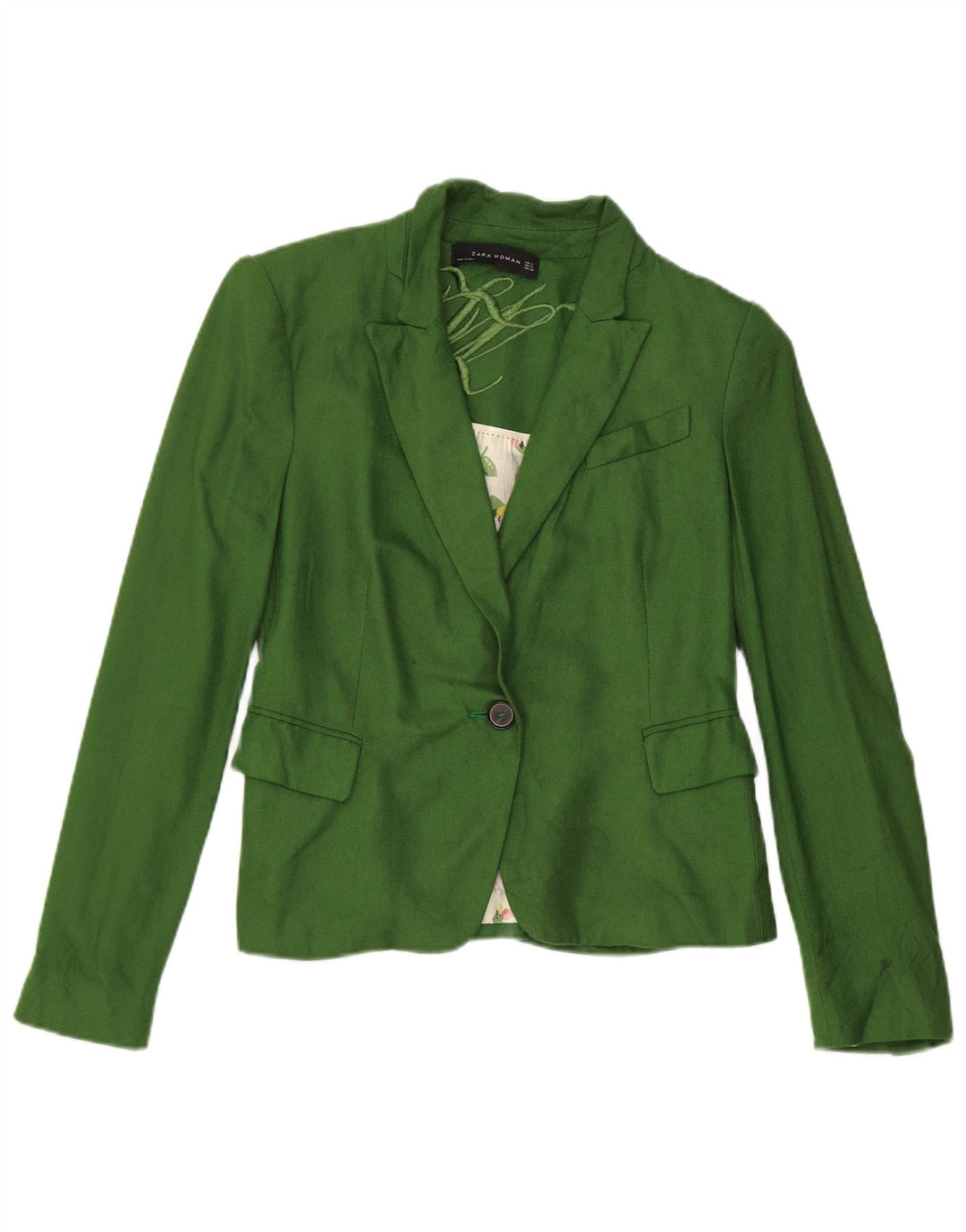 Giacca blazer a 1 bottone da donna Zara UK 12 verde medio