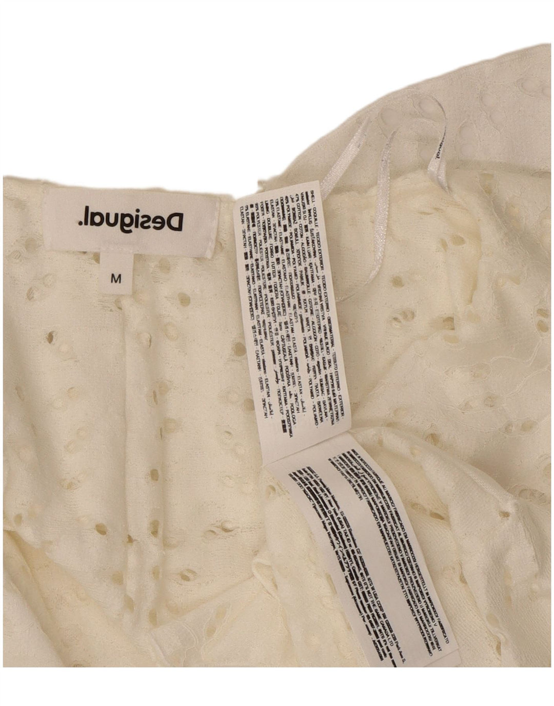 Desigual Donna Camicia Asimmetrica Camicetta UK 12 Cotone Bianco Medio