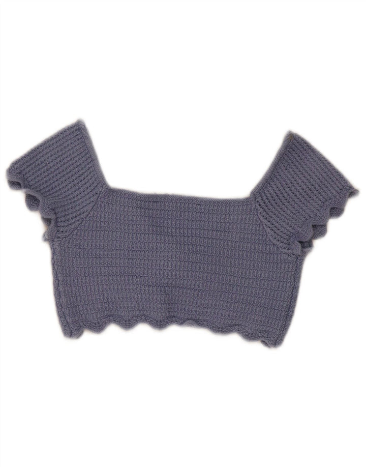 Top corto in maglia da donna Zara UK 8 piccolo blu