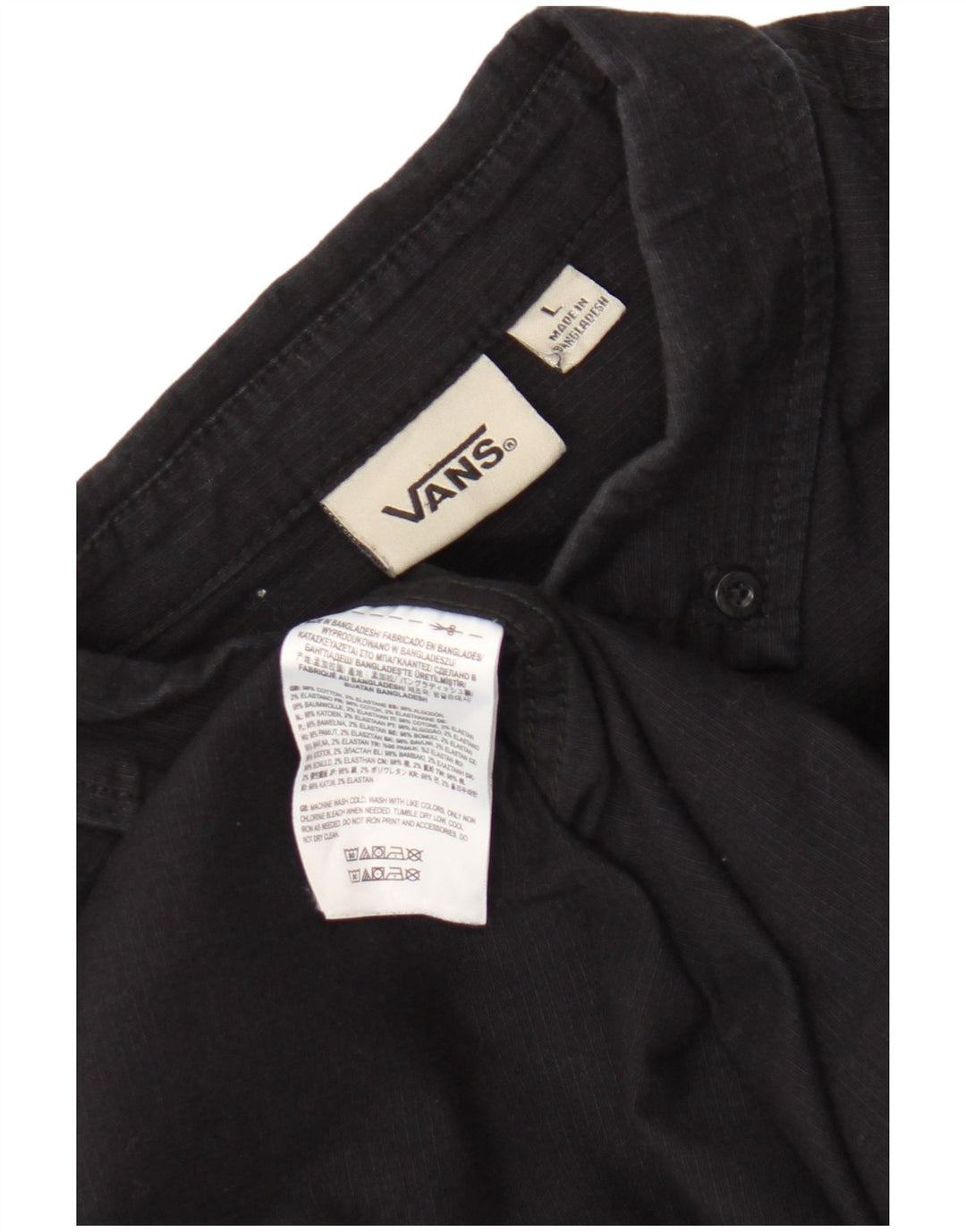 Camicia grafica da uomo Vans grande in cotone gessato nero