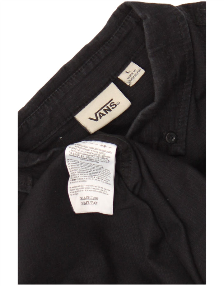 Camicia grafica da uomo Vans grande in cotone gessato nero