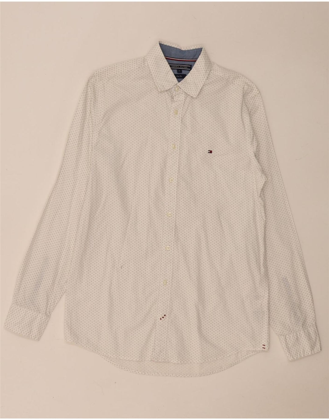 TOMMY HILFIGER Camicia slim fit da uomo in cotone maculato bianco medio