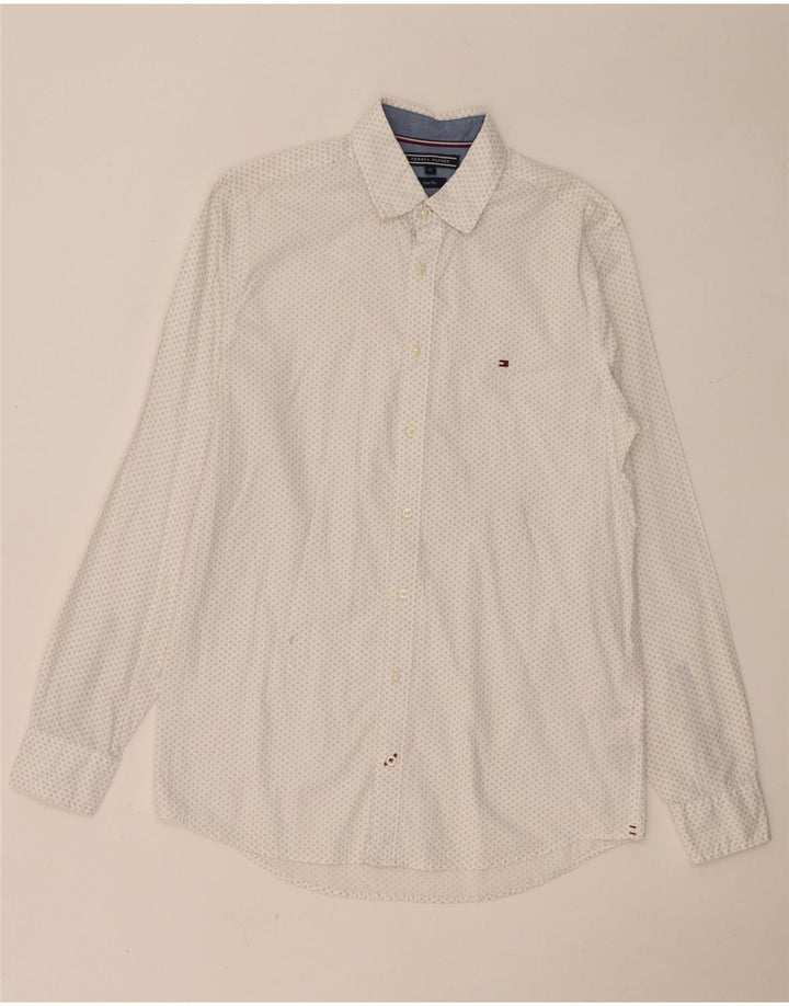 TOMMY HILFIGER Camicia slim fit da uomo in cotone maculato bianco medio