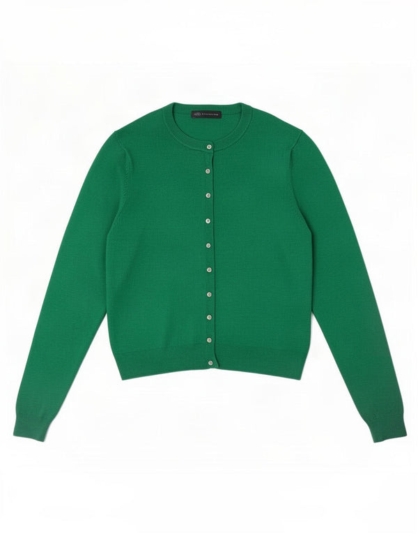 Maglione cardigan da donna Marks & Spencer UK 14 grande viscosa verde