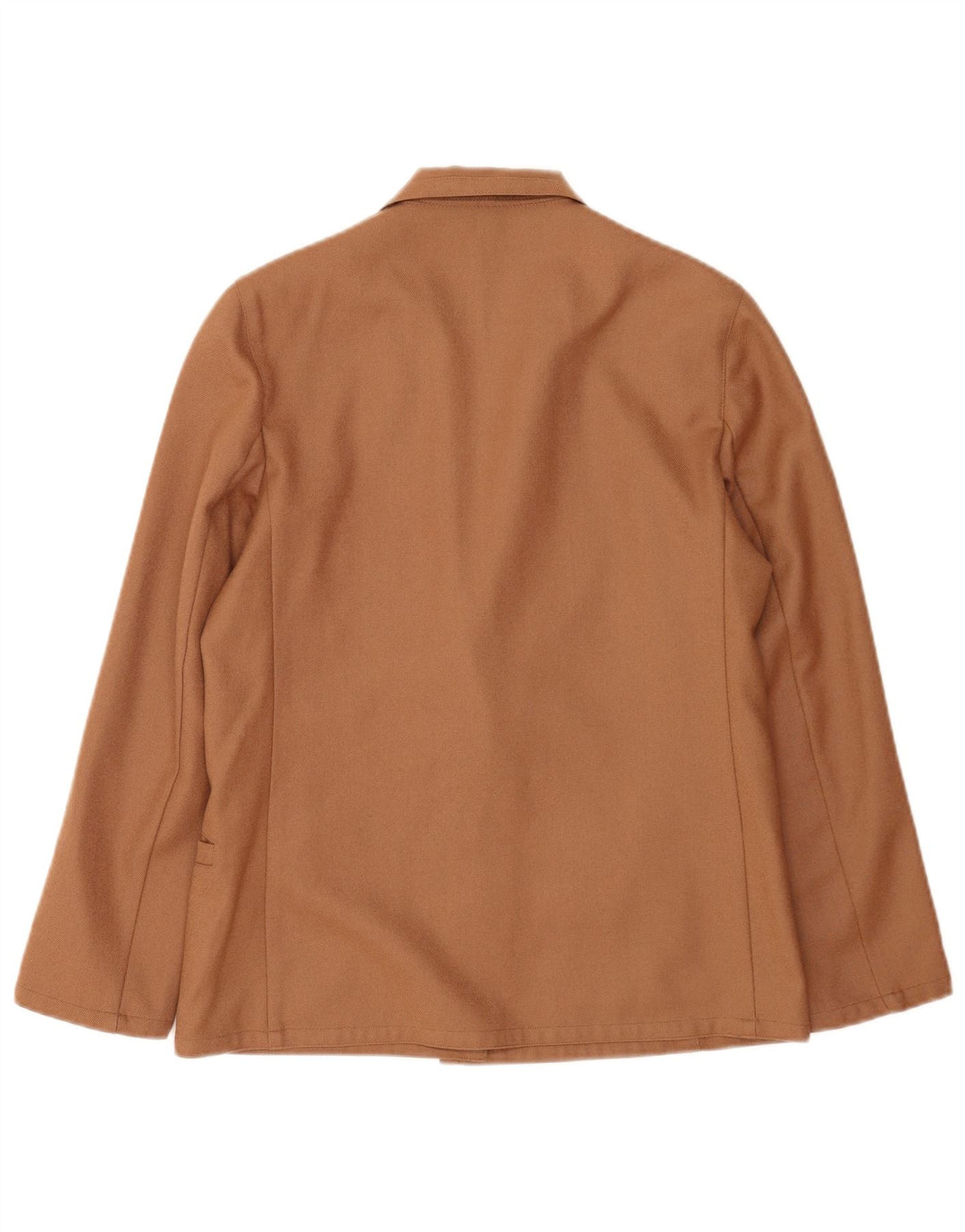 Giacca blazer vintage da donna a 2 bottoni UK 14 in lana vergine marrone medio