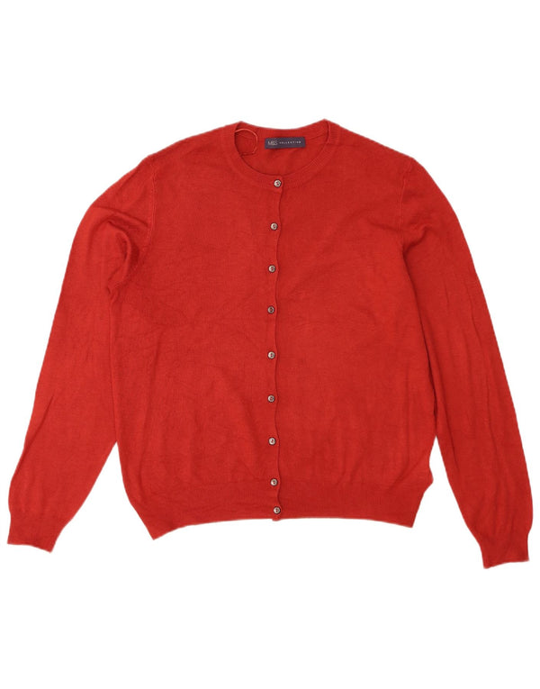 Maglione cardigan da donna Marks & Spencer UK 14 grande viscosa rossa