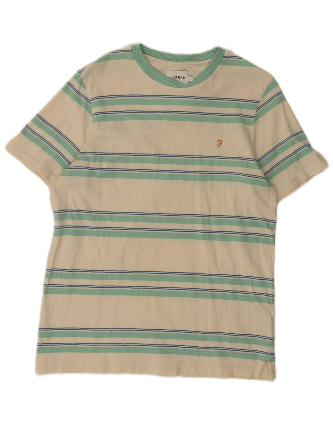 T-shirt da uomo FARAH Top in cotone a righe bianco sporco medio