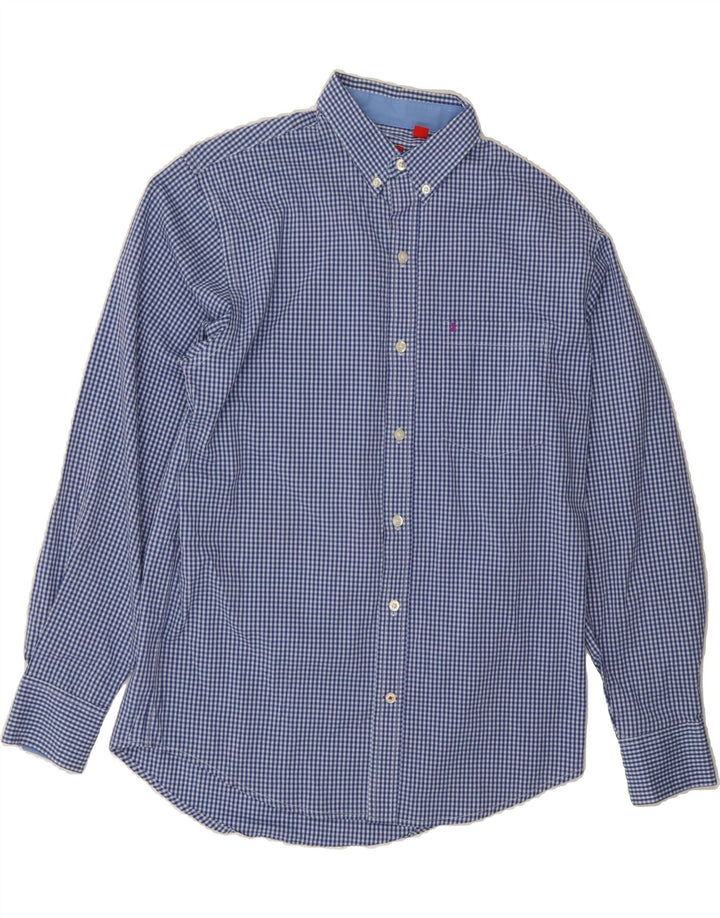 IZOD Mens Stretch Shirt Small Blue Gingham Cotton Vintage Izod and Second-Hand Izod from Messina Hembry 