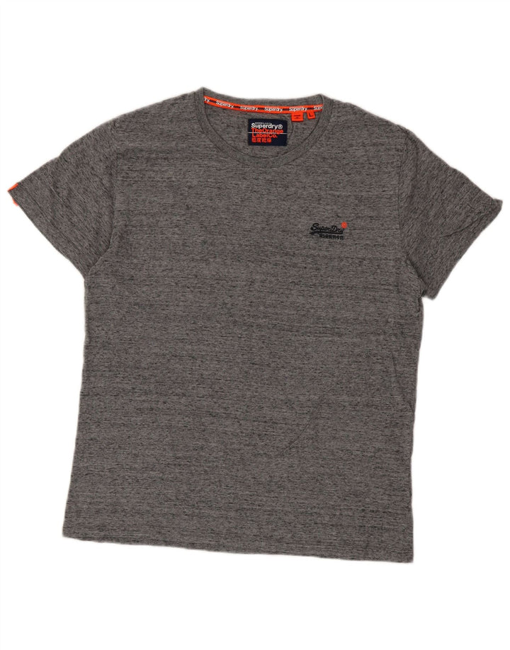 T-shirt da uomo Superdry Top grande in cotone chiazzato grigio
