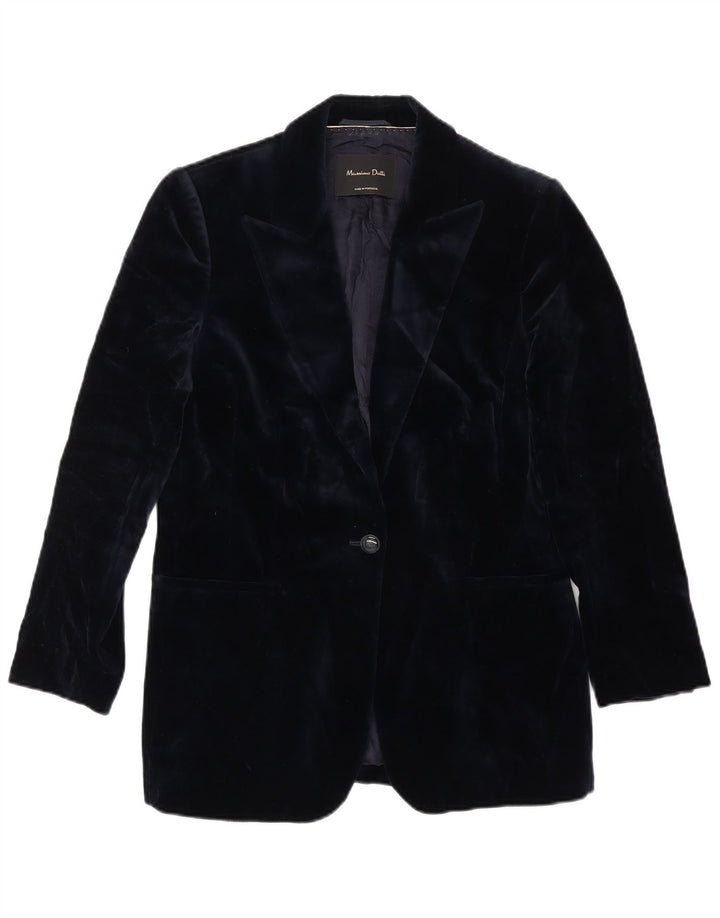 Giacca blazer in velluto a 1 bottone da donna Massimo Dutti EU 38 blu navy medio