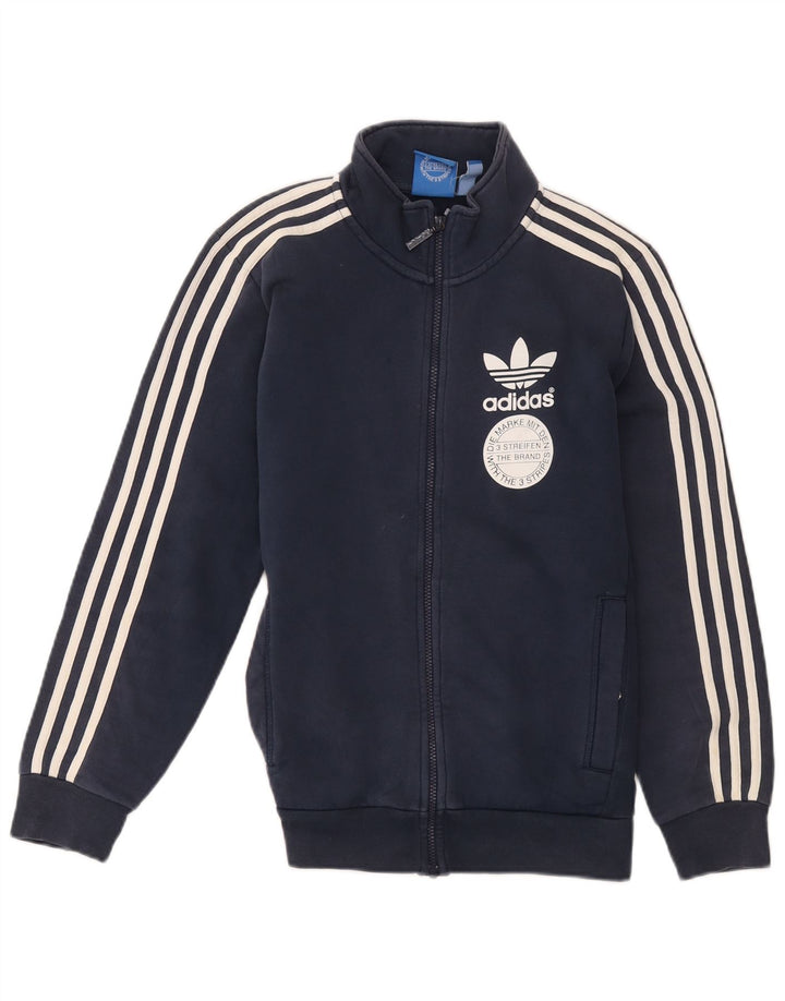 Giacca da ginnastica grafica da uomo Adidas piccola in cotone blu navy