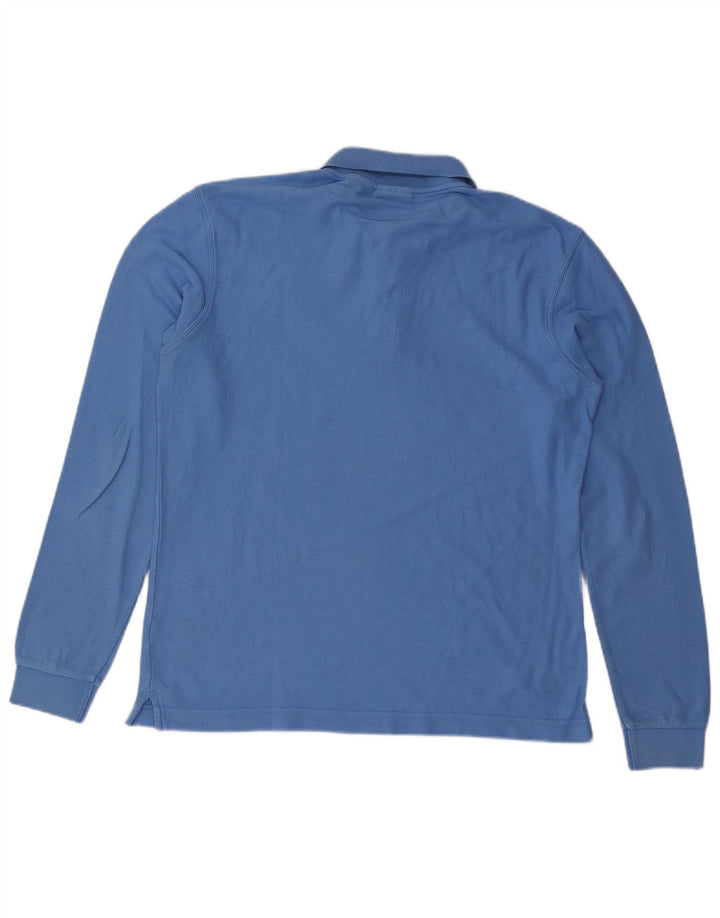 Polo da uomo a maniche lunghe Fila in cotone blu medio