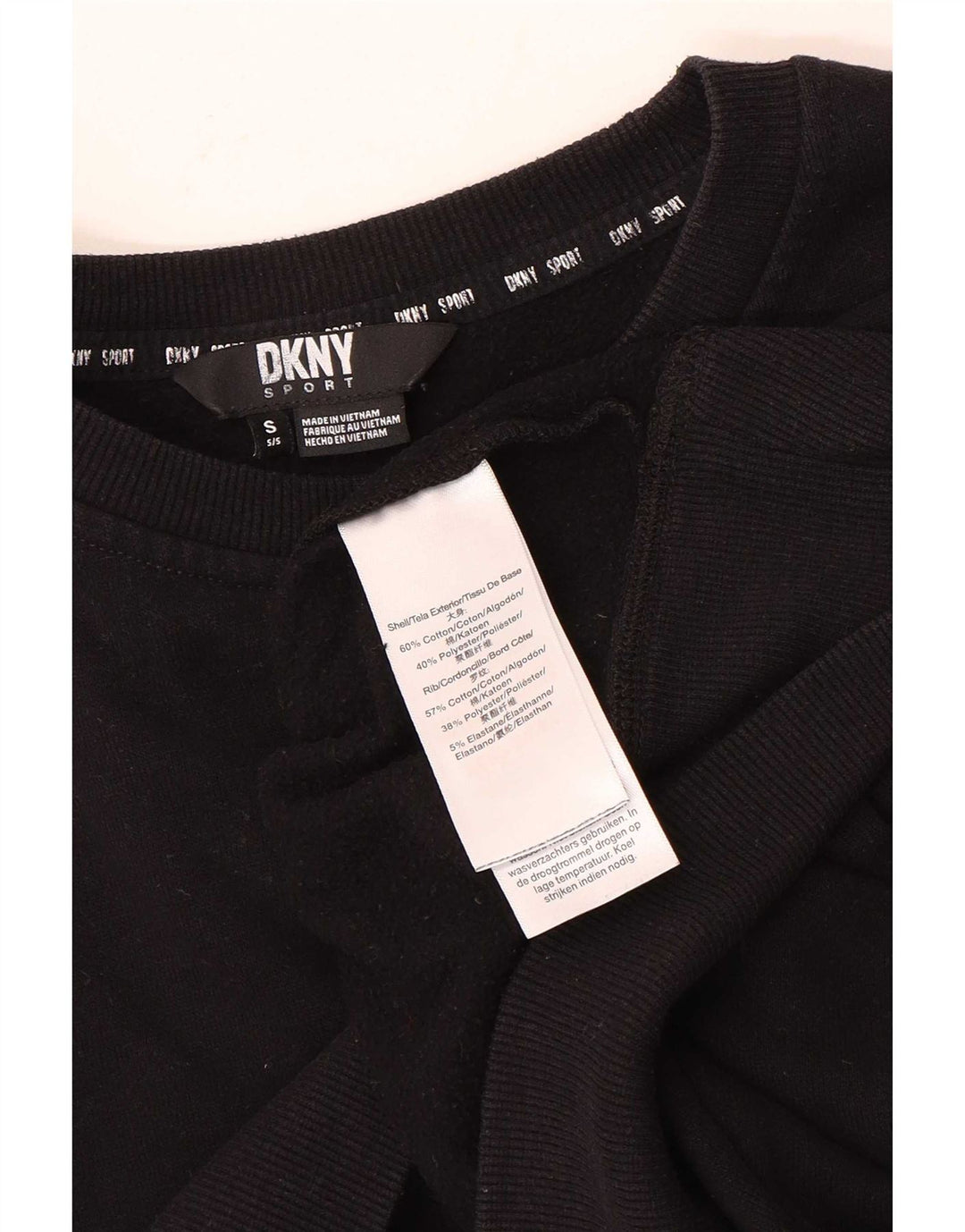 Dkny Donna Crop Oversize Felpa Maglione UK 10 Piccolo Cotone Nero