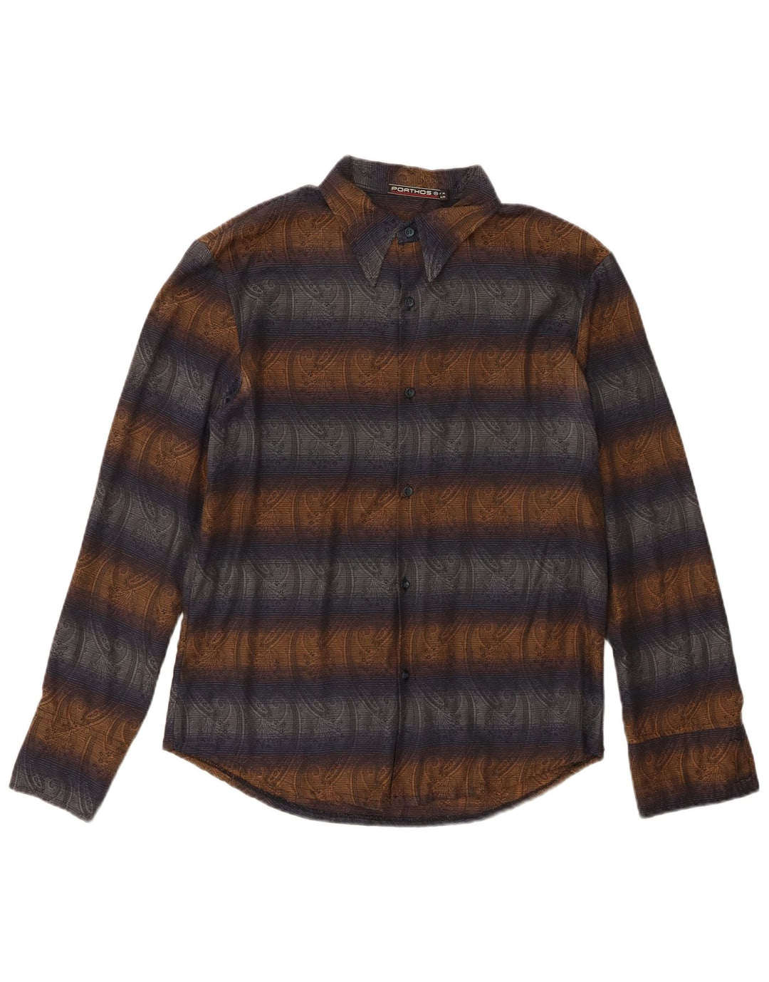 Camicia da uomo vintage in poliestere Paisley medio blu navy