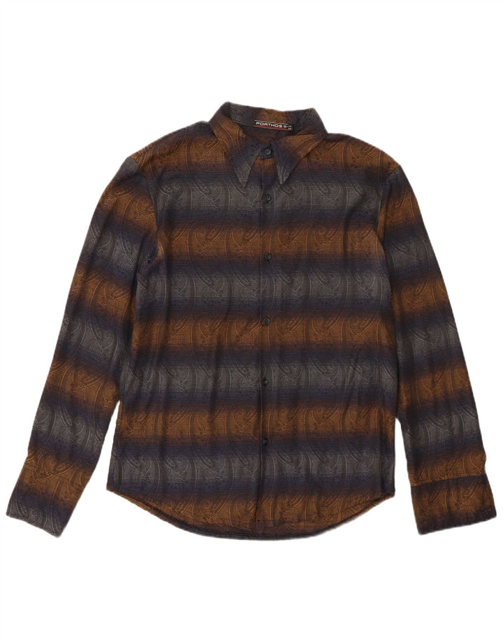 Camicia da uomo vintage in poliestere Paisley medio blu navy