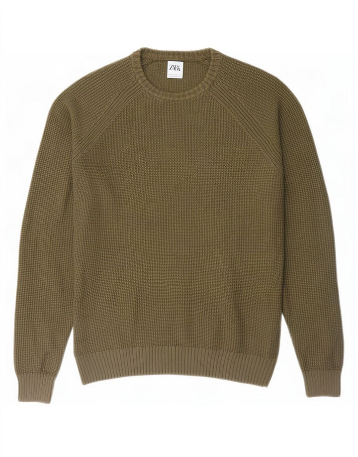 Maglione maglione girocollo da uomo Zara grande color kaki