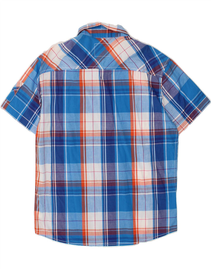FOREX Mens Short Sleeve Shirt Medium Blue Check Cotton Vintage Forex and Second-Hand Forex from Messina Hembry 