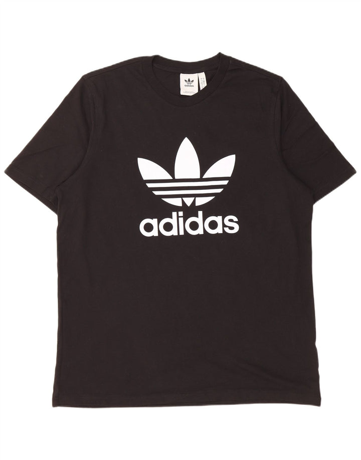 T-shirt grafica da uomo Adidas Top grande in cotone nero