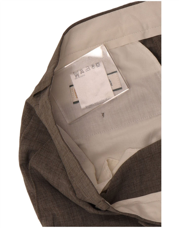 Pantaloni da abito dritti da uomo Marks & Spencer W34 L27 poliestere grigio