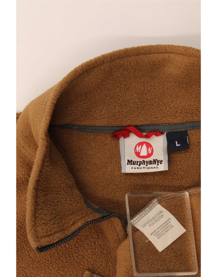 Maglione in pile da uomo con zip e collo Murphy & Nye, grande, in poliestere beige