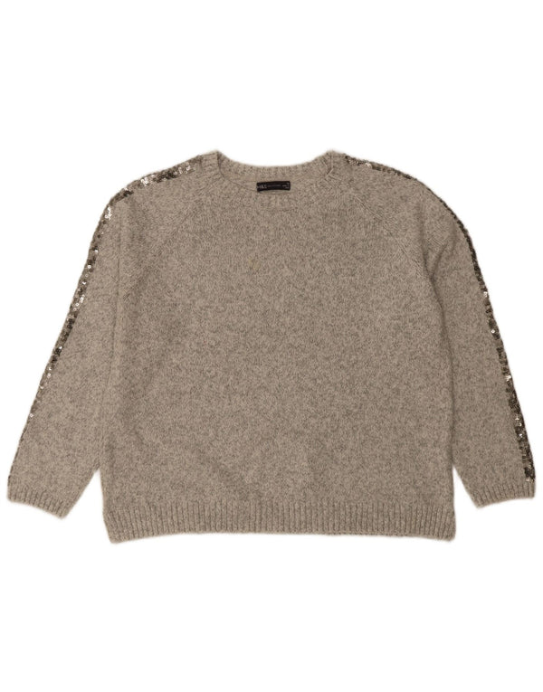Maglione maglione girocollo da donna Marks & Spencer UK 16 grande grigio screziato