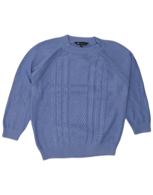 Crew Clothing Maglione da donna con collo a maniche a 3/4 UK 14 Grande cotone blu